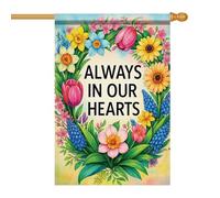Drapeaux De Jardin Toujours Dans Nos Cœurs Bannière Extérieure Toutes Les Saisons Treer Drapeau Coupe-Vent Et Étancheune Pour Célébrations Patio Balcon Fête 90X150Cm