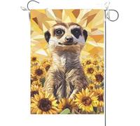 Drapeaux De Jardin Tournesol Meerkat, Bienvenue Pour Les Amoureux Des Animaux Bannière Jardins Couleurs Vives Bannières Extérieure Résistant Drapeaus Décoratif Pour Balcon Défilé 30X45CM