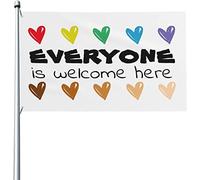 Drapeaux De Jardin Tout Le Monde Est Le Bienvenu Ici, Lgbtq+. Drapeau Fierté Résistant Drapeaus Décoratif Durable Bannières Extérieure Pour Festivals Défilé Balcon 90X152CM