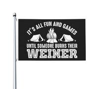 Drapeaux De Jardin Tout Va Bien Jusqu'À Ce Que Quelqu'Un Se Brûle Le Pénis. Drapeaux Décoratifs D'Extérieur Résistant Bannières Extérieure Pour Défilé Fête Cour 90X150 Cm