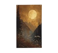 Drapeaux de jardin Tranquil Mountain Golden Full Moon Yard House - 9,1 x 1,5 m - Bannière de vœux avec œillets - Décoration d'intérieur ou d'extérieur