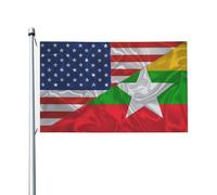 Drapeaux De Jardin Triangle Birman Entre L'Amérique Et Le Myanmar Bannière Jardins Durable Bannières Extérieure Couleurs Vives Drapeaus Décoratif Pour Balcon Défilé Fête 90X152CM