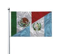 Drapeaux De Jardin Triangle Guatémaltèque Mexique Et Guatemala Drapeau Fierté Durable Drapeaus Décoratif Couleurs Vives Bannières Extérieure Pour Festivals Fête Balcon 90X152CM