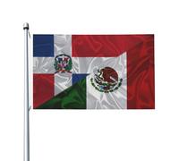 Drapeaux De Jardin Triangle Mexicain De La République Dominicaine Et Du Mexique Drapeaus Décoratif Couleurs Vives Bannières Extérieure Decoration Drapeau Fierté Pour Fête Défilé 90X152CM
