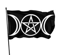 Drapeaux De Jardin Triple Lune Pentacle Païen Bannières Extérieure Imperméabiliser Drapeaus Décoratif Couleurs Vives Bannière Jardins Pour Défilé Balcon Festivals 90X152Cm