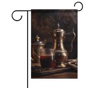 Drapeaux de jardin turcs café printemps été 30,5 x 45,7 cm double face pour extérieur, drapeaux saisonniers et bannières pour patio, cour, terrasse, porche, jardin, terrasse, balcon, pelouse