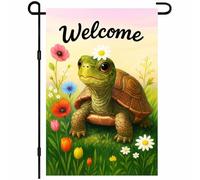 Drapeaux De Jardin Turtle And Wildflowers Treer Drapeau Premium Pelouse Drapeaux Décorations Drapeau Extérieur Pour Balcon Fête Célébrations Patio M