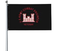 Drapeaux De Jardin U S Army Combat Engineer Veteran Drapeau Fierté Imperméabiliser Drapeaus Décoratif Couleurs Vives Bannière Jardins Pour Festivals Défilé Fête 90X152CM
