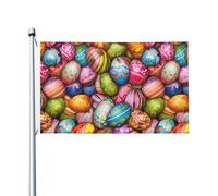 Drapeaux De Jardin Œufs De Pâques, Œufs Colorés, Jour De Pâques Grand Drapeau Renforcé Avec Imprimé Bannière, Pour Jardin, D'Intérieur, Balcon, 90x150cm
