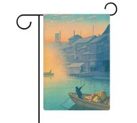 Drapeaux de jardin Ukiyo E Morning Dotonbori, drapeaux décoratifs d'extérieur, double face, 12,6 pouces''×18,5 pouces''