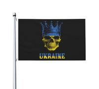 Drapeaux De Jardin Ukraine Roi Crâne Bannière Jardins Imperméabiliser Drapeaus Décoratif Durable Bannières Extérieure Pour Défilé Fête Balcon 90X150CM