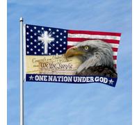 Drapeaux De Jardin Une Nation Sous Dieu, Américain Avec Un Aigle À Tête Blanche Garden Flag Toutes Les Saisons Pelouse Drapeaux Premium Treer Drapeau Pour Patio Balcon Fête S