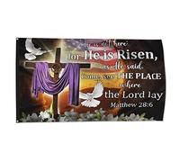 Drapeaux De Jardin Une Nation Sous Dieu Il Est Ressuscité Pâques Christianisme Jésus Américain Bannière Extérieure Drapeau Extérieur Décorations Pour Célébrations Patio 90X150 Cm