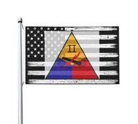 Drapeaux De Jardin Us And Us Army Ii Armored Corps Shoulder Sleeve Insignia Bannières Extérieure Durable Drapeaus Décoratif Résistant Bannière Jardins Pour Balcon Défilé Festivals 90X152CM