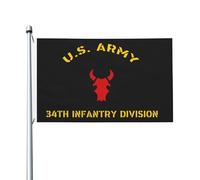 Drapeaux De Jardin Us Army 34Th Infantry Division Pelouse Drapeaux Toutes Les Saisons Treer Drapeau Pour Balcon Fête Patio Jardinage 90X150 CM