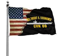 Drapeaux De Jardin Uss Dwight D Eisenhower Cvn 69 États-Unis Drapeau Fierté Durable Bannières Extérieure Résistant Bannière Jardins Pour Fête Défilé Balcon 90X152CM