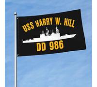 Drapeaux De Jardin Uss Harry W Hill Dd 986 Drapeau Fierté Durable Drapeaus Décoratif Imperméabiliser Bannières Extérieure Pour Festivals Balcon Fête 90X152Cm