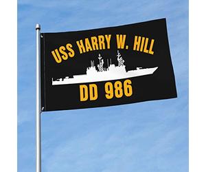 Drapeaux De Jardin Uss Harry W Hill Dd 986 Drapeau Fierté Durable Drapeaus Décoratif Imperméabiliser Bannières Extérieure Pour Festivals Balcon Fête 90X152Cm