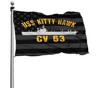 Drapeaux De Jardin Uss Kitty Hawk Cv 63 États-Unis Drapeau Fierté Durable Bannière Jardins Résistant Bannières Extérieure Pour Balcon Défilé Festivals 90X152CM