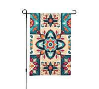 Drapeaux de jardin verticaux 30 × 45 cm - Motif à carreaux arabes indiens double face - Bannières décoratives pour toutes les saisons - Pour les vacances, la cour et la ferme