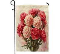Drapeaux de jardin verticaux à œillets de printemps - 30,5 x 45,7 cm - Double face pour l'extérieur, fleurs aquarelles, plantes, petits drapeaux de pelouse, décoration botanique pour la maison et