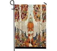 Drapeaux de jardin verticaux amusants en forme de renard pour l'avant et la cour, 30,5 x 45,7 cm, double face pour l'extérieur, la forêt d'automne, la faune sauvage, les petits drapeaux de pelouse