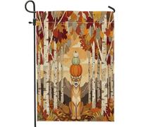 Drapeaux de jardin verticaux amusants pour cour, cour, arrière-cour, 30,5 x 45,7 cm, double face pour extérieur, forêt d'automne, faune sauvage, petits drapeaux de pelouse, bouleau naturel, décoration