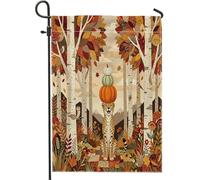 Drapeaux de jardin verticaux amusants pour jardin, jardin, 30,5 x 45,7 cm, double face pour extérieur, forêt d'automne, faune sauvage, petits drapeaux de pelouse, bouleau naturel, décoration