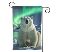 Drapeaux de jardin verticaux de bienvenue aurores boréales, drapeaux d'ours polaires, bannière de jardin double face, bannière décorative d'extérieur pour toutes les saisons, vacances, cour, ferme
