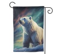 Drapeaux de jardin verticaux de bienvenue aurores boréales, drapeaux d'ours polaires, bannière de jardin double face, bannière décorative d'extérieur pour toutes les saisons, vacances, cour, ferme