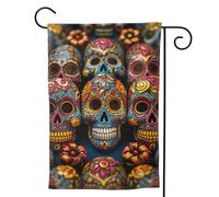 Drapeaux de jardin verticaux de bienvenue colorés en sucre - Double face - Bannière décorative d'extérieur pour toutes les saisons - Pour les vacances, la cour et la ferme - 31,8 x 45,7 cm