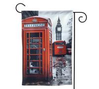 Drapeaux de jardin verticaux de bienvenue de l'Angleterre rétro Londres - Drapeau de téléphone double face - Bannière de jardin - Drapeau décoratif d'extérieur pour toutes les saisons - Pour les