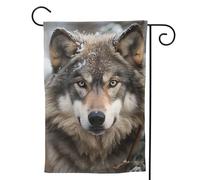 Drapeaux de jardin verticaux de bienvenue - Drapeau de bienvenue Lmage du loup dans la neige - Double face - Bannière de jardin - Drapeau décoratif d'extérieur pour toutes les saisons - Pour les
