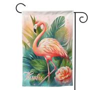 Drapeaux de jardin verticaux de bienvenue flamant rose tropical1_77287715 drapeaux double face pour jardin cour bannière extérieure drapeau décoratif pour toutes les saisons vacances cour ferme 71,1 x