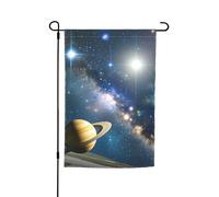 Drapeaux de jardin verticaux double face en toile de jute 30,5 x 45,7 cm, drapeau de cour, planètes, étoiles et voie lactée, drapeau de jardin, drapeau de bienvenue pour décoration extérieure, cour