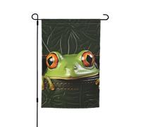 Drapeaux de jardin verticaux double face en toile de jute 30,5 x 45,7 cm, grenouille qui regarde hors du portefeuille, drapeau de jardin, drapeau de bienvenue pour décorations extérieures, cour