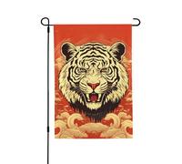 Drapeaux de jardin verticaux double face en toile de jute 71,1 x 101,6 cm, avatar de tigre, drapeau de bienvenue pour décoration extérieure, cour, pelouse, terrasse