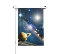 Drapeaux de jardin verticaux double face en toile de jute 71,1 x 101,6 cm, drapeau de cour, planètes, étoiles et voie lactée, drapeau de jardin, drapeau de bienvenue pour décoration extérieure, cour