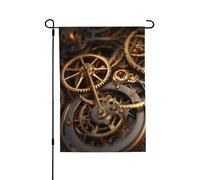 Drapeaux de jardin verticaux double face en toile de jute 71,1 x 101,6 cm - Engrenages steampunk cool - Drapeau de jardin - Drapeau de bienvenue pour décoration extérieure de cour, pelouse, terrasse
