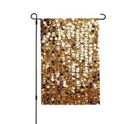 Drapeaux de jardin verticaux double face en toile de jute à paillettes dorées scintillantes pour décoration extérieure, cour, pelouse, terrasse - 71,1 x 101,6 cm