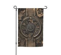 Drapeaux de jardin verticaux double face en toile de jute de 30,5 x 45,7 cm, drapeau de jardin à engrenages mécaniques steampunk, drapeau de bienvenue pour décoration extérieure, cour, pelouse