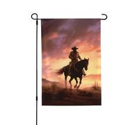 Drapeaux de jardin verticaux double face en toile de jute de 71,1 x 101,6 cm, drapeau de jardin de cowboy ouest, drapeau de bienvenue pour décorations extérieures de cour, pelouse, terrasse