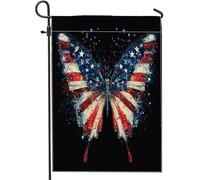 Drapeaux de jardin verticaux en toile de jute avec papillons américains du 4 juillet - 30,5 x 45,7 cm - Double face pour l'extérieur, le jour de l'indépendance des États-Unis - Drapeau imprimé pour la