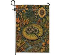 Drapeaux de jardin verticaux vintage en forme de serpent pour l'avant et la cour, 30,5 x 45,7 cm, double face pour l'extérieur, esthétique, forêt d'automne, feuille de lotus, petits drapeaux de