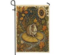 Drapeaux de jardin verticaux vintage pour extérieur, cochon d'Inde, cour, arrière-cour, 30,5 x 45,7 cm, double face pour l'extérieur, esthétique, forêt d'automne, feuille de lotus, petits drapeaux de