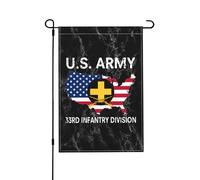 Drapeaux De Jardin Vétéran De La 33E Division D'Infanterie De L'Armée Américaine (Époque Vintage) Avec Fusils Croisés Drapeau Fierté Bannière Jardins Decoration Drapeaus Décoratif Pour 30X45CM