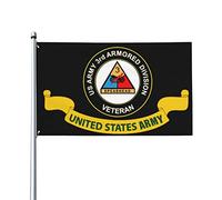 Drapeaux De Jardin Vétéran De La 3E Division Blindée De L'Armée Américaine Bannière Jardins Couleurs Vives Bannières Extérieure Decoration Drapeaus Décoratif Pour Festivals Défilé Fête 90X152CM