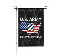 Drapeaux De Jardin Vétéran De La 3E Division D'Infanterie De L'Armée Américaine (Époque Vintage) Avec Fusils Croisés Drapeau Fierté Durable Drapeaus Décoratif Résistant Pour 30X45CM