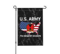 Drapeaux De Jardin Vétéran De La 7E Division D'Infanterie De L'Armée Américaine (Époque Vintage) Avec Fusils Croisés Bannière Jardins Bannières Extérieure Drapeaus Décoratif Pour 30X45CM