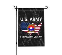 Drapeaux De Jardin Vétéran De La 9E Division D'Infanterie De L'Armée Américaine (Époque Vintage) Avec Fusils Croisés Drapeau Fierté Bannière Jardins Durable Drapeaus Décoratif Pour 30X45CM